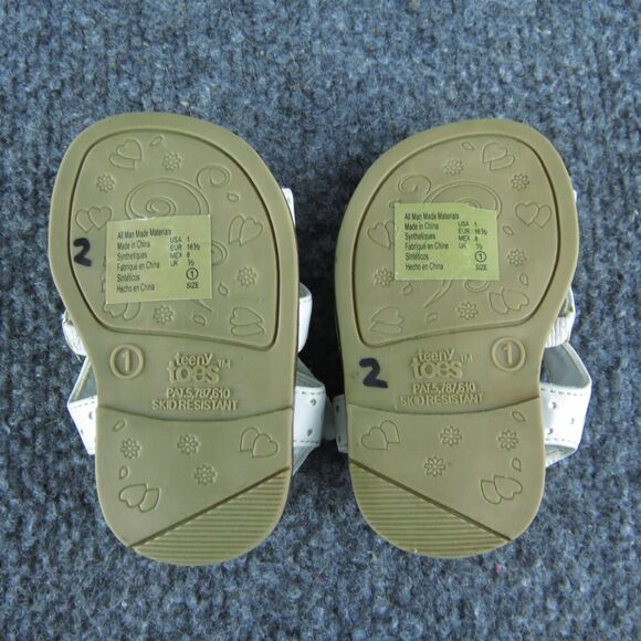 Teeny Toes Girls Gladiator Size T 1 Medium Shoes White Synthetic Hook & Loop - Picture 6 of 6
